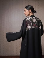 عباية اسود مع قطن اسباني ملون