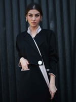 كتان أسود مع حرير كريب