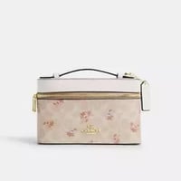 حقيبة مستحضرات تجميل من قماش مميز بطبعة زهور من كو...