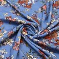 قماش فسكوز بنقشة زهور ملونة