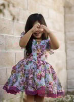 فستان قطن مورد مع اطراف الدانتيل الفوشي