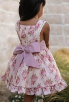 فستان قطن مورد مع اطراف الدانتيل