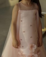 فستان وردي مع ياقه منفصله + شنطه + اكسسوار شعر