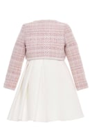 فستان ابيض + جاكيت وردي من ٣ ل ٧ سنوات