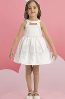 فستان مواليد جاكيت بلونين وردي وسماوي + ربطه شعر