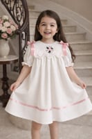 فستان ناعم فكتوري ابيض بتطريز عالياقه