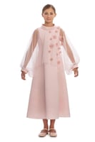 فستان ساده مع طبقه تل مزينه بالورد من ٨ سنوات الى...