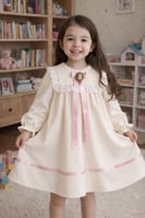 فستان ناعم فكتوري بلمسه ملكيه راقيه باللون البيج