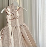 فستان انيق بحركه كم مميزه مع شغل شك + اكسسوار شعر