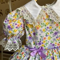 فستان قطن منفوش مورد باللون البنفسجي