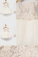 فستان التل باللون والابيض والترتر الناعم