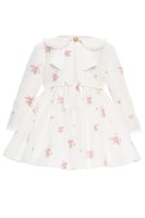 فستان مورد ابيض + جاكيت من ٦ اسهر الى سنتين