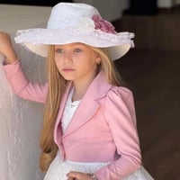 فستان ابيض بطبقات من التول (كشكش) +جاكيت +قبعه +شن...