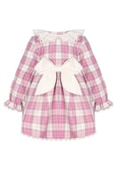 فستان كاروهات باكمام طويله