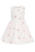 فستان ابيض مورد + جاكيت من ٣ ل ٧ سنوات