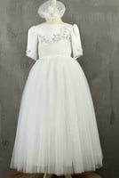 فستان مناسبات طويل مع قبعه فرنسيه