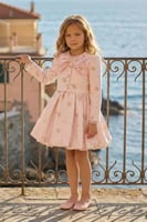 فستان وردي مورد + جاكيت من ٣ ل ٧ سنوات