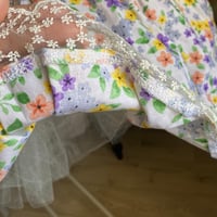 فستان قطن منفوش مورد باللون البنفسجي