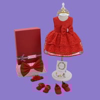 هدية فستان أحمر للمناسبات | من عمر 6 شهور الى سنة