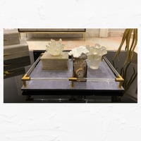 صينية جلد - لون رمادي