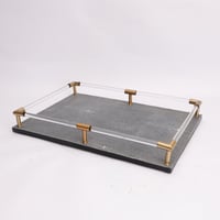 صينية جلد - لون رمادي