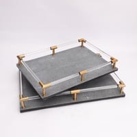 صينية جلد - لون رمادي