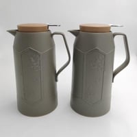 طقم ترامس شاي وقهوة 1 لتر اخضر زيتي مع بيج أنيق