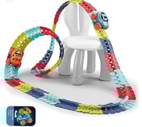 لعبة مسار سباق السيارات 92 قطعة بمصباح LED للاطفال