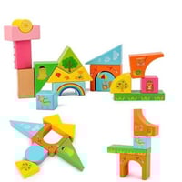 لعبة تعليم البناء الخشبية للاطفال 16 قطعة