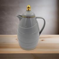 ترمس شاي 1 لتر رصاصي لامع مع رصاصي مطفي وذهبي