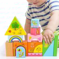 لعبة تعليم البناء الخشبية للاطفال 16 قطعة