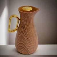 ترمس ميار -شاي وقهوة 1 لتر خشبي فاتح يد ذهبي أنيق