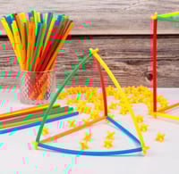 لعبة البناء بالاعواد ( بناء القش ) عدد 300 قطعة