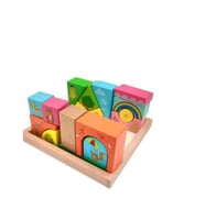 لعبة تعليم البناء الخشبية للاطفال 16 قطعة