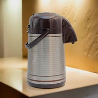 ترمس شاي وقهوة كبير ضغاط 3 لتر فضي/بني