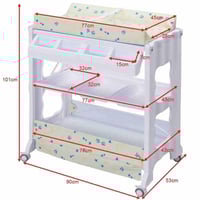 3 في 1 طاولة غيار مع حوض استحمام وخزانات لتخزين
