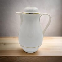 ترمس شاي وقهوة 1 لتر ابيض بخيط ذهبي