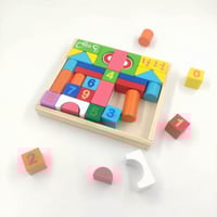 مكعبات خشبية للأطفال 38 قطعة مكعبات البناء وتعلم ا...