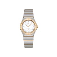 ساعة اوميغا مينا ابيض ستانلس ستيل مرصعه بالكرستال