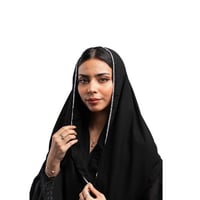 طرحة ليزر مزينة باللولو باللون الابيض