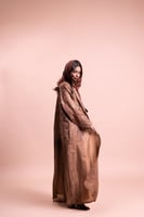 عباية كاجوال لف بقماش كتان لينن ، بتطريز من الاعلى