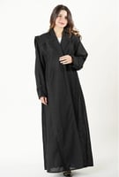 عباية كتان مطرزة بالأسود