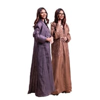 عباية كاجوال لف بقماش كتان لينن ، بتطريز من الاعلى