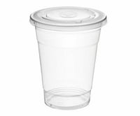 كاسات بلاستيك مع غطاء مسطح 10اونصة ( 300 مل )،