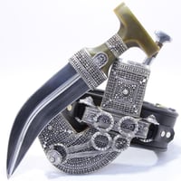 خنجر مقاس 5 صب فضة صافي عيار 925 الراس قرن طبيعي