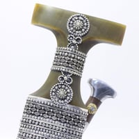 خنجر مقاس 5 صب فضة صافي عيار 925 الراس قرن طبيعي