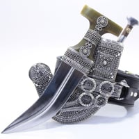 خنجر مقاس 5 صب فضة صافي عيار 925 الراس قرن طبيعي