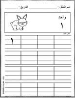 اوراق عمل التدريب على كتابة الاعداد من 1- 20 لمرحل...