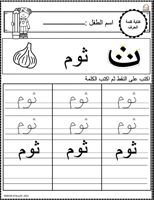 اوراق عمل حرف الثاء ( ث) الحروف العربية للاطفال وا...