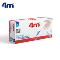 قفاز فينيل4m بدون بودر شفاف لارج 100حبة
